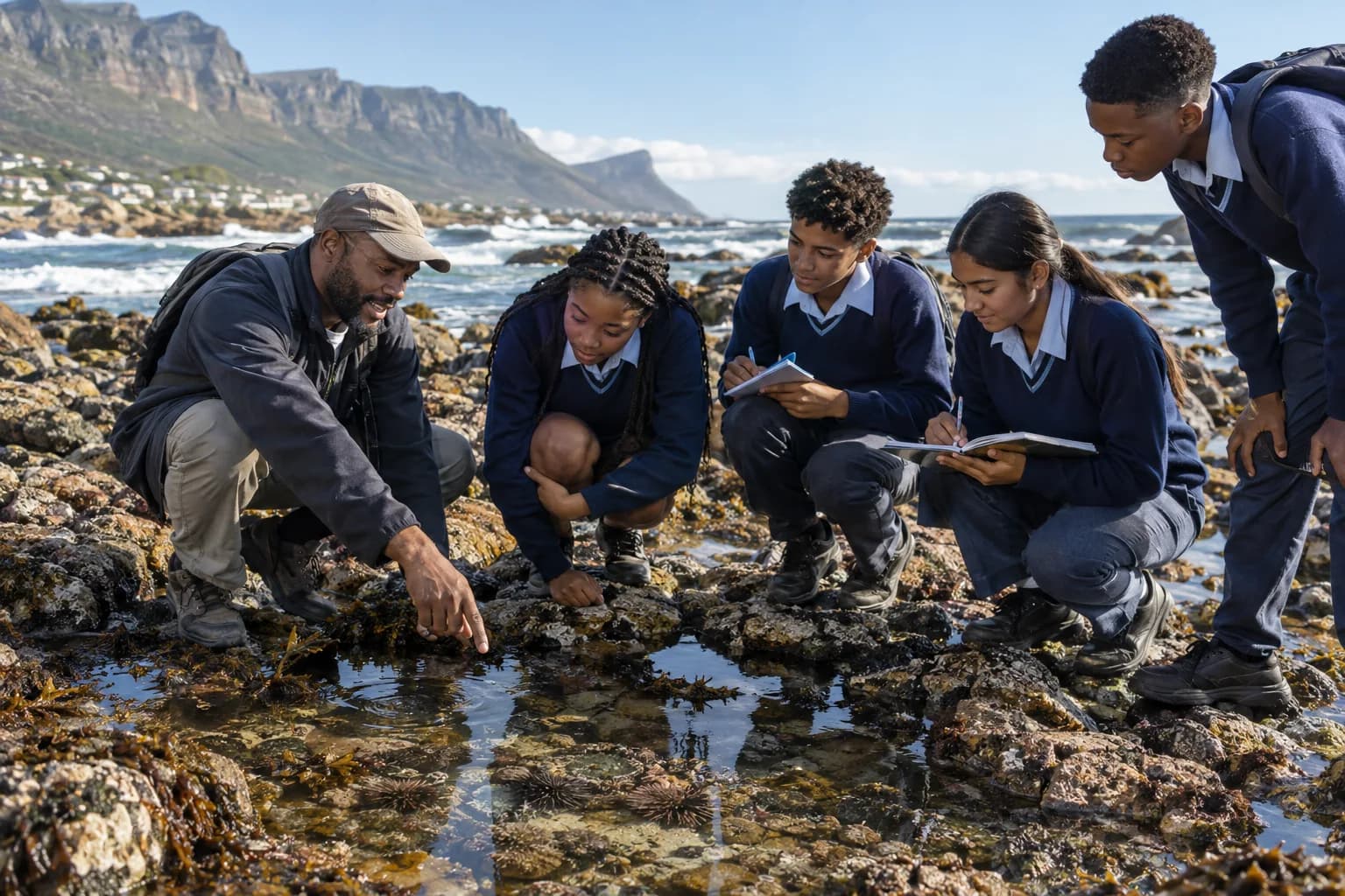 Illustrative scene of learners exploring environmental & sustainability together