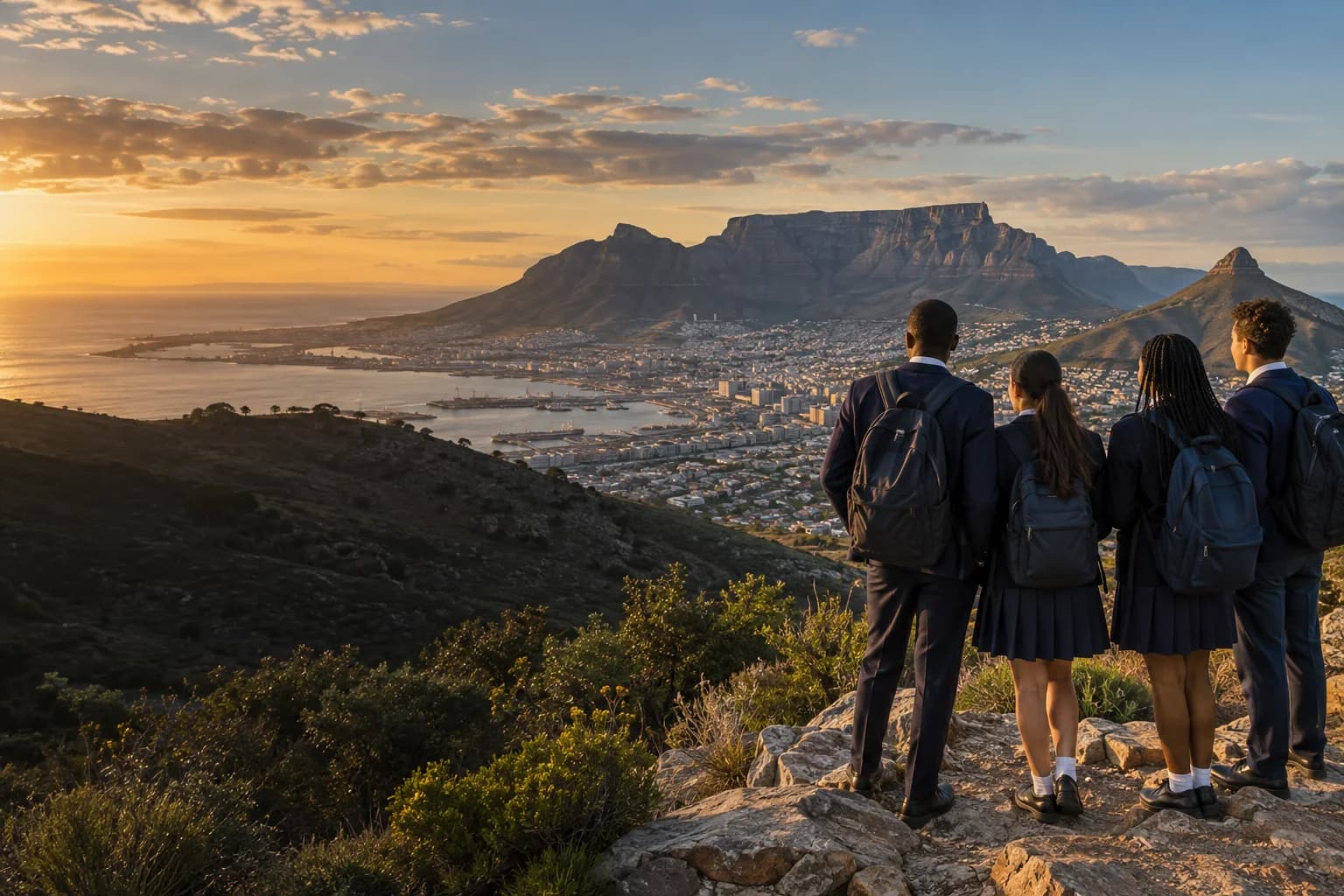 Illustrative scene of learners exploring educational excursions together