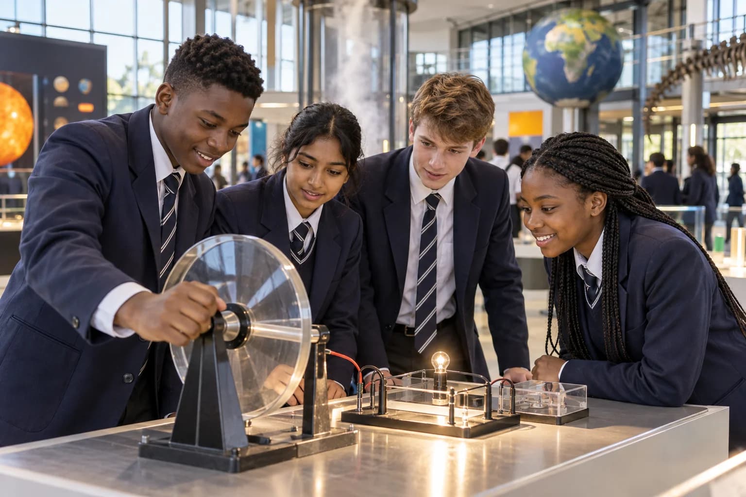 Illustrative scene of learners exploring stem & innovation together